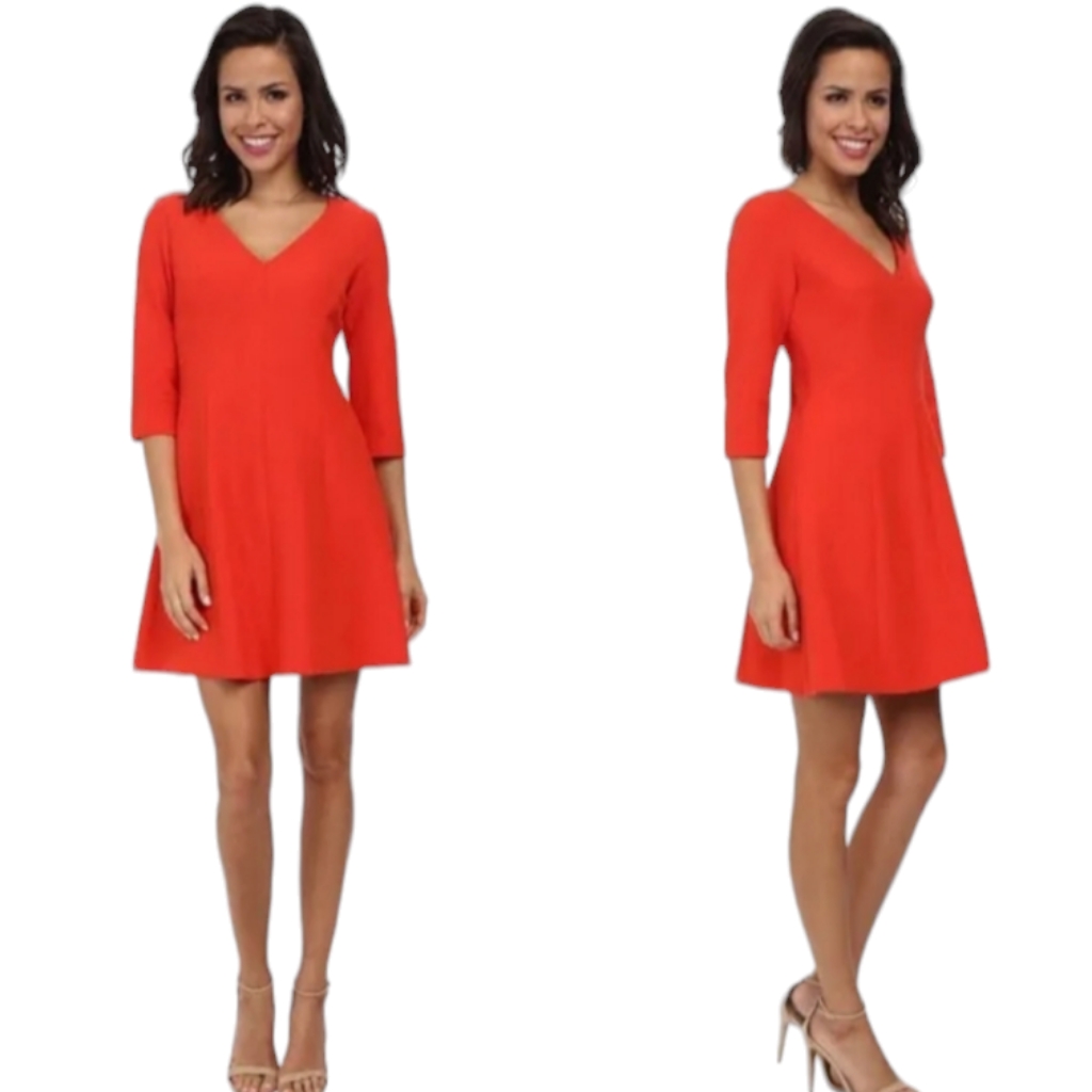 Nwt $328 Trina Turk Dress Women's 4 Bright Orange Red Brand New Ponte Knit New